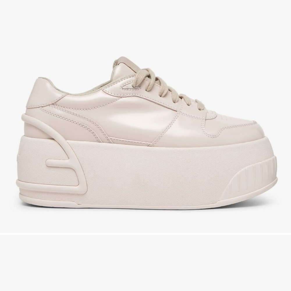 FENDI Beige leather low-tops